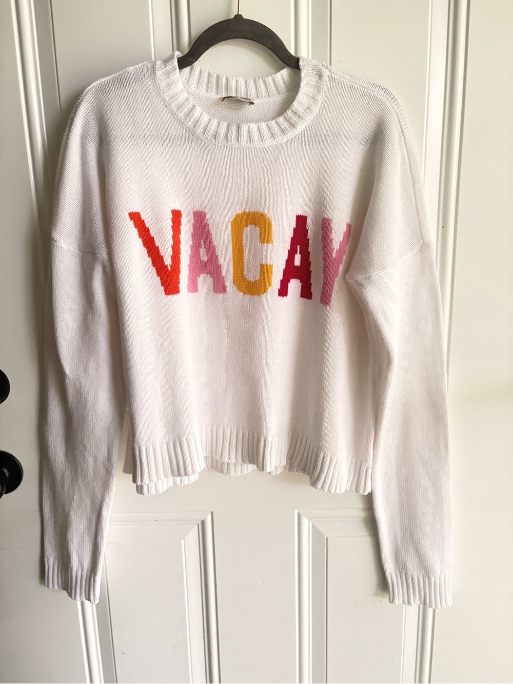 Show Me Your Mumu Cropped Varsity Sweater Vaycay knit Medium